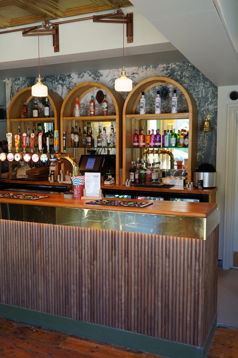 Arched back bar with bottles